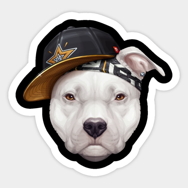 White Pit Bull Terrier Hip-Hop Super Star Sticker by stonemask